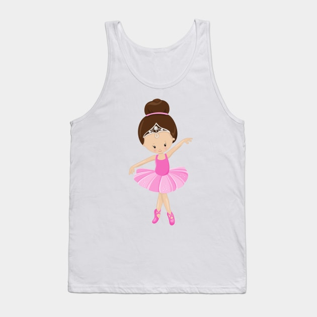 Ballerina, Ballet Girl, Ballet Dancer, Brown Hair Tank Top by Jelena Dunčević